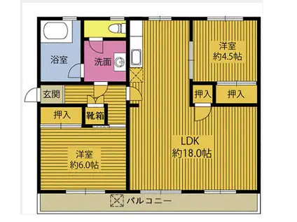 ハイツ松山(2LDK/2階)の間取り写真
