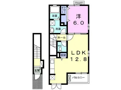 ブリーズレジデンス BE I(1LDK/2階)の間取り写真