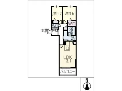 アヴェニール雄飛ヶ丘(2LDK/2階)の間取り写真