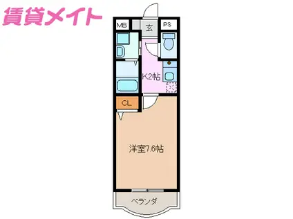 サンピセス(1K/3階)の間取り写真