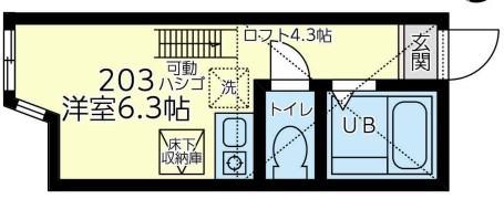 ユナイト田浦ベラクルス・メヒコ(1K/1階)の間取り写真