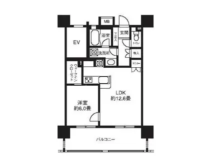 ライオンズシティ白金高輪(1LDK/5階)の間取り写真