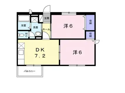 ニューエルディム上成 A(2DK/2階)の間取り写真