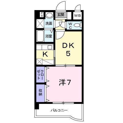 グランドコラム(1DK/2階)の間取り写真