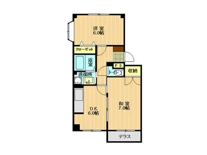 アーバンウエストII(2DK/2階)の間取り写真