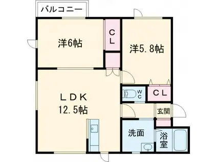 パークステージ澄川町II(2LDK/3階)の間取り写真