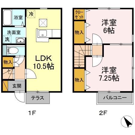 RHB御成台 F棟(2LDK/1階)の間取り写真
