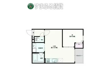 JACK HARISAKI I(1LDK/2階)の間取り写真