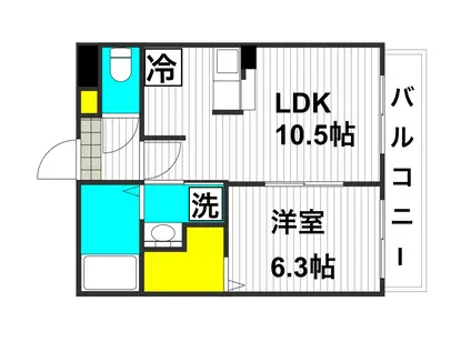 アムール八籏(1LDK/1階)の間取り写真