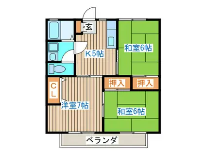 プラザS&Y(3K/1階)の間取り写真
