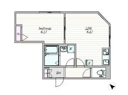ザ・クラスアーバンス早稲田南(1DK/1階)の間取り写真