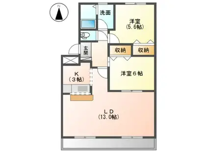 フィットタウン N(2LDK/2階)の間取り写真