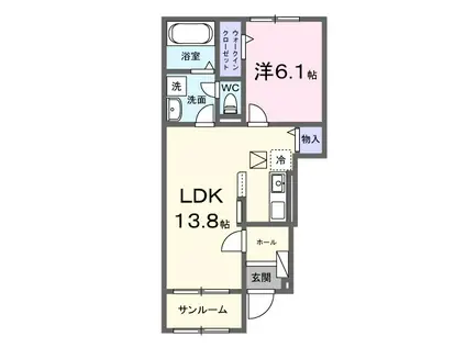 豊郷サンライフII(1LDK/1階)の間取り写真