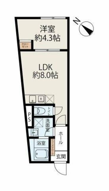 モンソレイユ方南町(1LDK/4階)の間取り写真