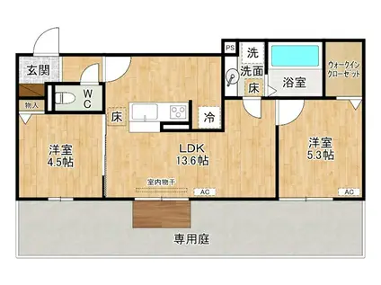 D-ROOM守恒II(2LDK/1階)の間取り写真