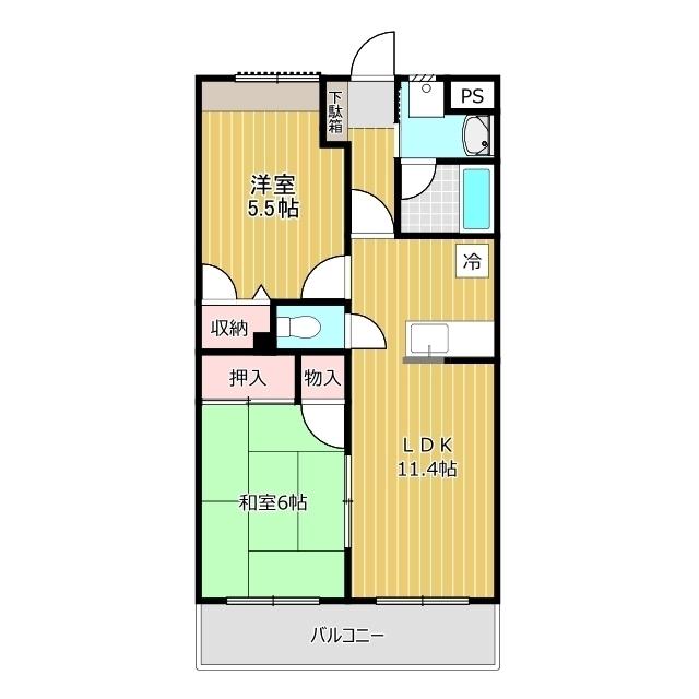 GRAND POIREII(2LDK/3階)の間取り写真