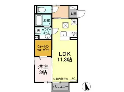 Nハウス和田多中 B(1LDK/1階)の間取り写真