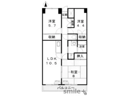 エバンス・ワケII(3LDK/2階)の間取り写真