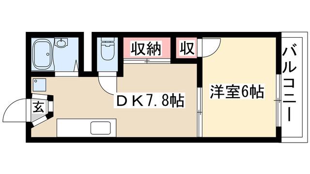 アーバンライフ猪高台(1K/2階)の間取り写真
