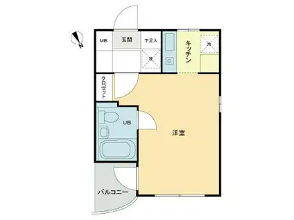 カルトゥーシュ芦花(ワンルーム/3階)の間取り写真