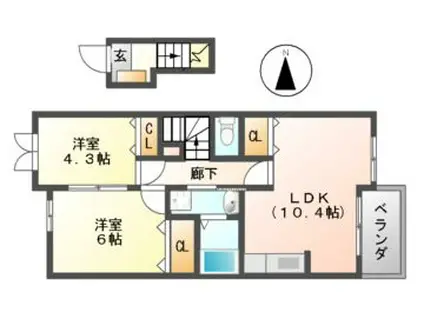 カンフォーラ(2LDK/2階)の間取り写真