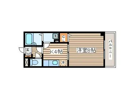 サンビレッジ(1DK/1階)の間取り写真