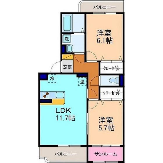 グランシャリオ(2LDK/3階)の間取り写真