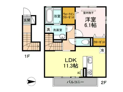 アザレア(1LDK/2階)の間取り写真