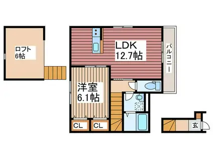ル・レーヴ・ドゥ・タカ(1LDK/2階)の間取り写真
