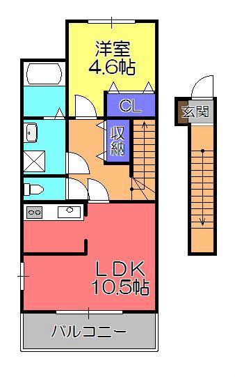 ポラリス(1LDK/2階)の間取り写真