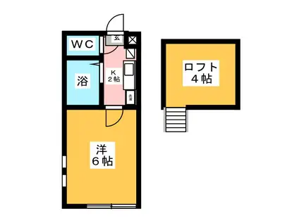 ドゥエル橋本(1K/2階)の間取り写真