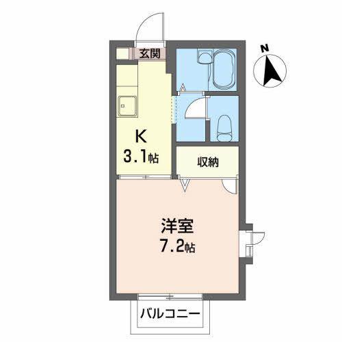 ぱすてるはうすR(1K/2階)の間取り写真