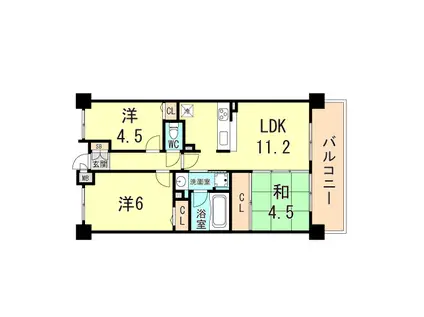 プレステージ明石魚住アルカンシェル(3LDK/4階)の間取り写真