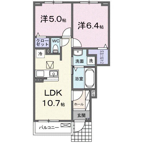 ペルラ ルーチェA(2LDK/1階)の間取り写真