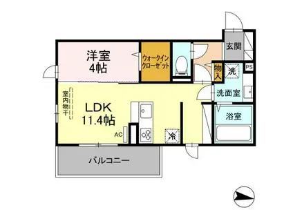 GRANDE KAWAZU(1LDK/2階)の間取り写真