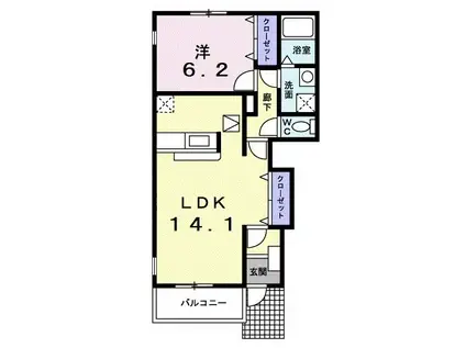 メゾン・プラシードA(1LDK/1階)の間取り写真