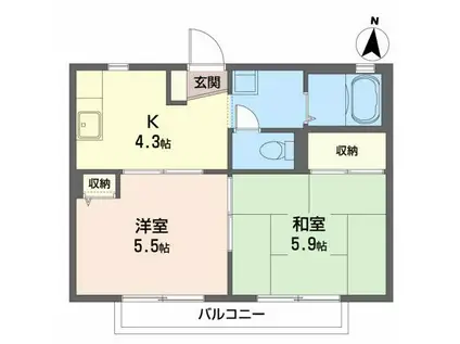 サンルームハウス(2K/2階)の間取り写真