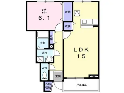 サンブリッジII(1LDK/1階)の間取り写真