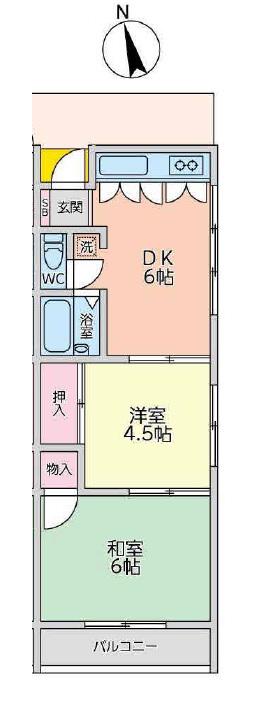 津田沼ビル(2DK/3階)の間取り写真