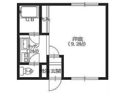 レジェンド北大前II(1K/1階)の間取り写真