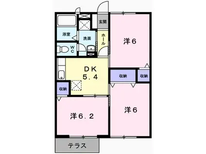 ソレイユ西本II(3DK/1階)の間取り写真