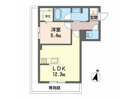 ルリエ府中レジデンス(1LDK/2階)の間取り写真