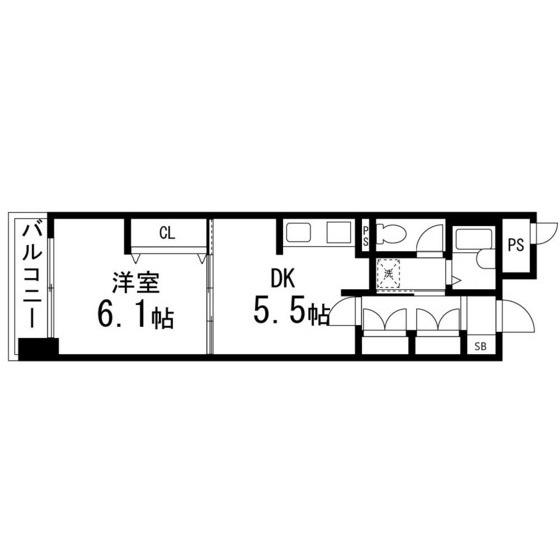 プリミエール高松(1DK/1階)の間取り写真