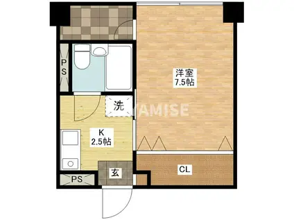 パークアベニュービル松山(1K/4階)の間取り写真