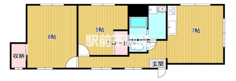 プランドール六ツ門II(2DK/4階)の間取り写真