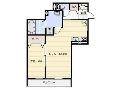 吉祥院宮ノ東マンション(1LDK/2階)の間取り写真