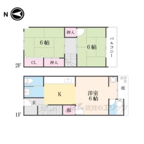 日ノ岡ローズハイツ(3K/3階)の間取り写真