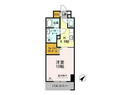 アルカーサル大道(1K/4階)の間取り写真