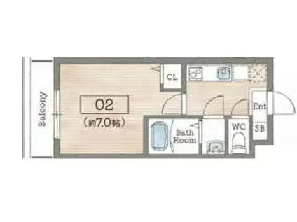 AILE岡場III(1K/3階)の間取り写真