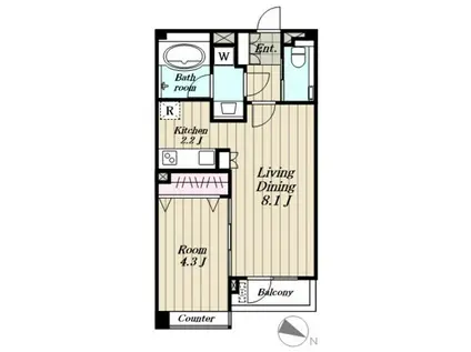 ダイナシティ三宿(1LDK/4階)の間取り写真
